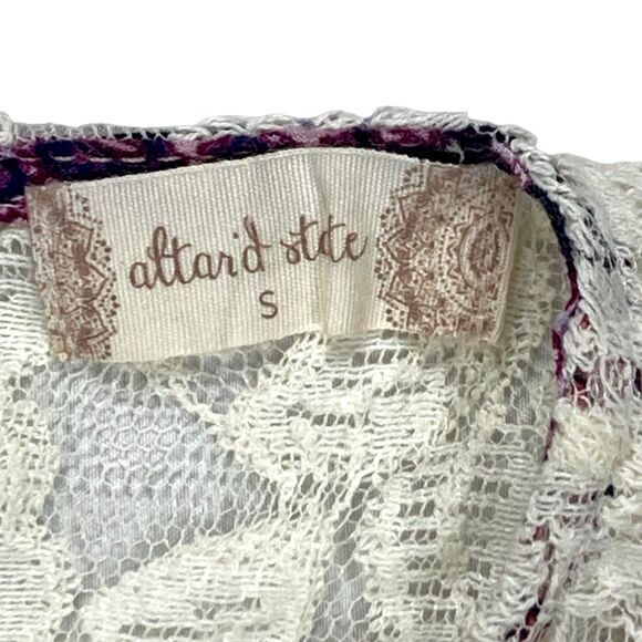 Altar’d State Swing Patchwork Lace Mini Dress S Purple Ivory Paisley Boho Beachy - Picture 12 of 13